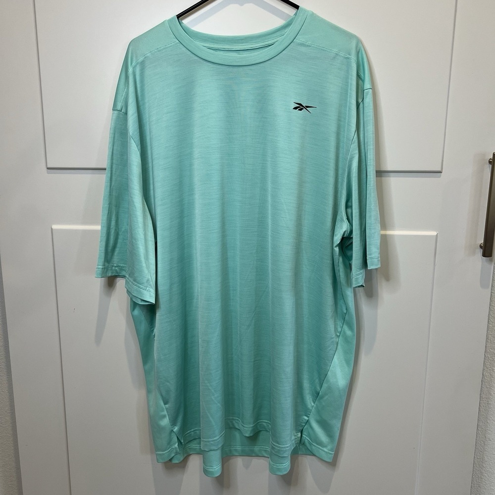 Reebok Men's Blue Speedwick Shirt Short sleeve Size 2XL Mint Green Athletic Dry
